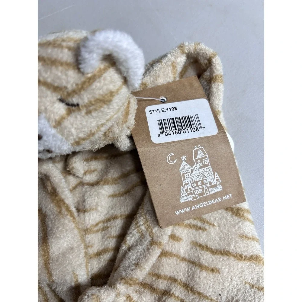 Angel Dear Soft Plush Tiger Lovey Security Blanket Beige/White MPN 1108  NWT